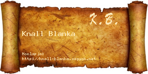 Knall Blanka névjegykártya